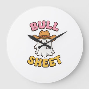 Bull Sheet Cute Ghost Cowboy Vintage Funny T-Shirt Large Clock