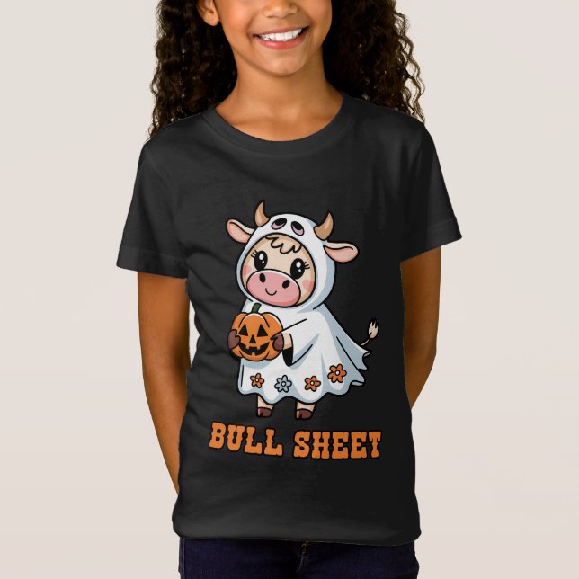 Bull Sheet Funny Cow Ghost Halloween T-Shirt (Front)