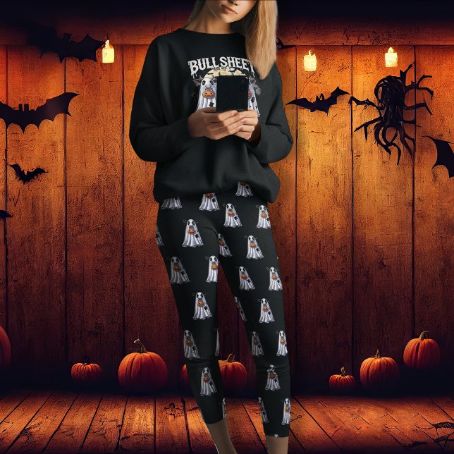 Bull Sheet ghost Boo Happy Halloween Leggings (Bull Sheet ghost Boo Happy Halloween Leggings)