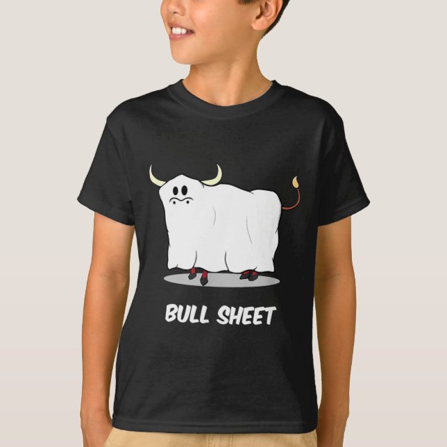 Bull Sheet Ghost Funny Halloween T-Shirt (Front)