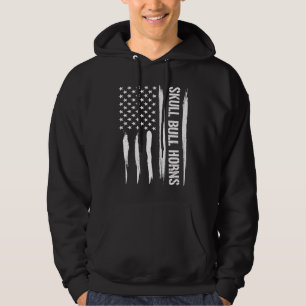 Bull Skull Bull Horns American Flag Sayings Hoodie