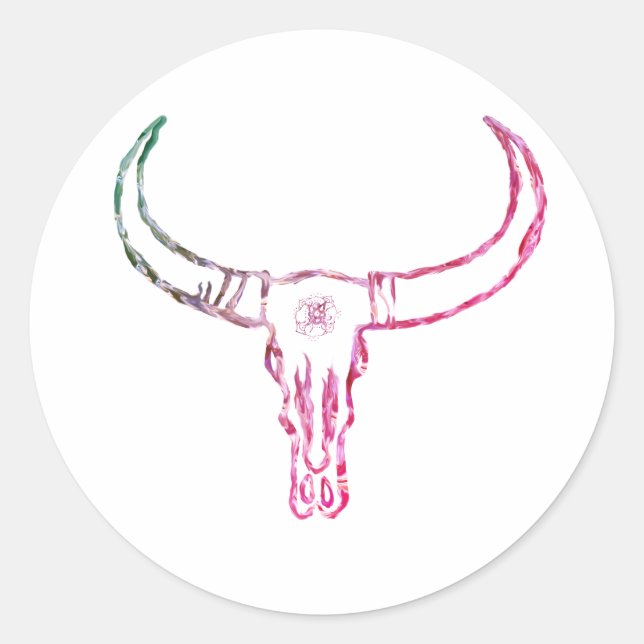 Bull Skull Copper GoldSticker Classic Round Sticker (Front)