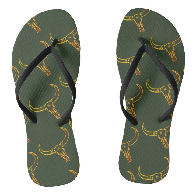 Bull Skull Gold  Flip Flops (Footbed)