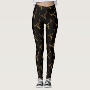 Bull Skull Gold  Leggings