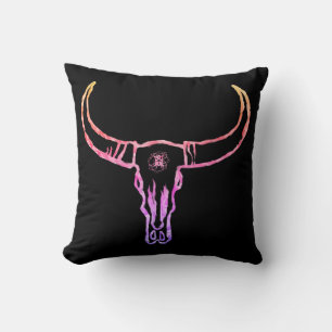 Bull Skull Gold Throw Cushion