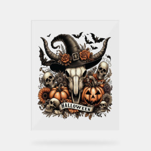 Bull Skull Halloween Cow Acrylic Sign