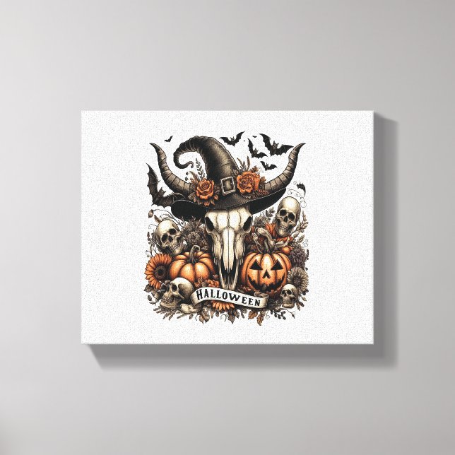 Bull Skull Halloween Cow Canvas Print (Front)