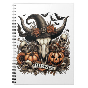 Bull Skull Halloween Cow Notebook