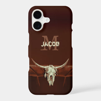 Bull Skull Monogram Brown Rustic Western Country
