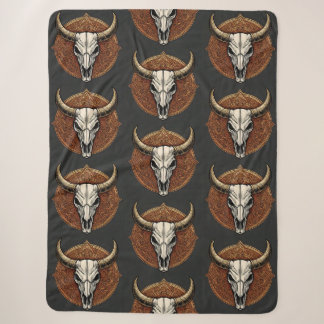 Bull Skull Sherpa Blanket