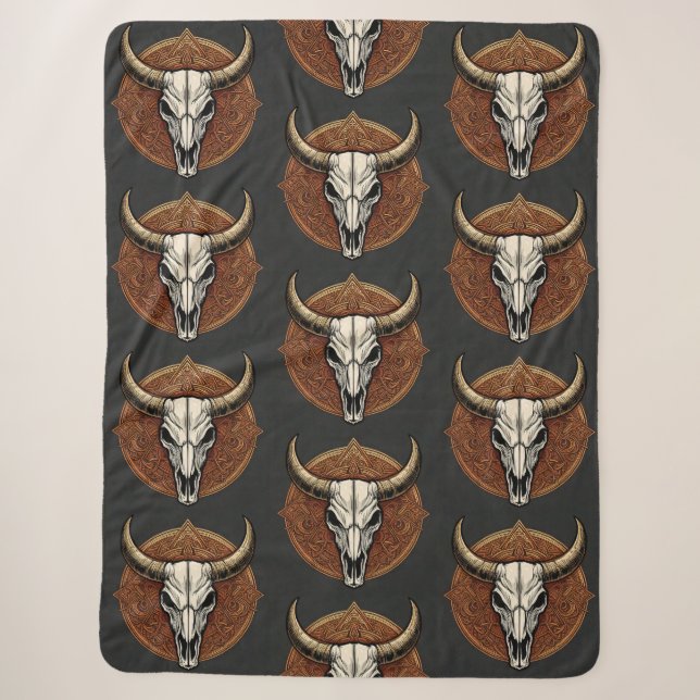 Bull Skull Sherpa Blanket (Front)