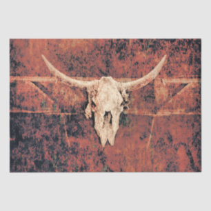 Bull Skull Western Country Brown Black Rustic Art Tissue Paper