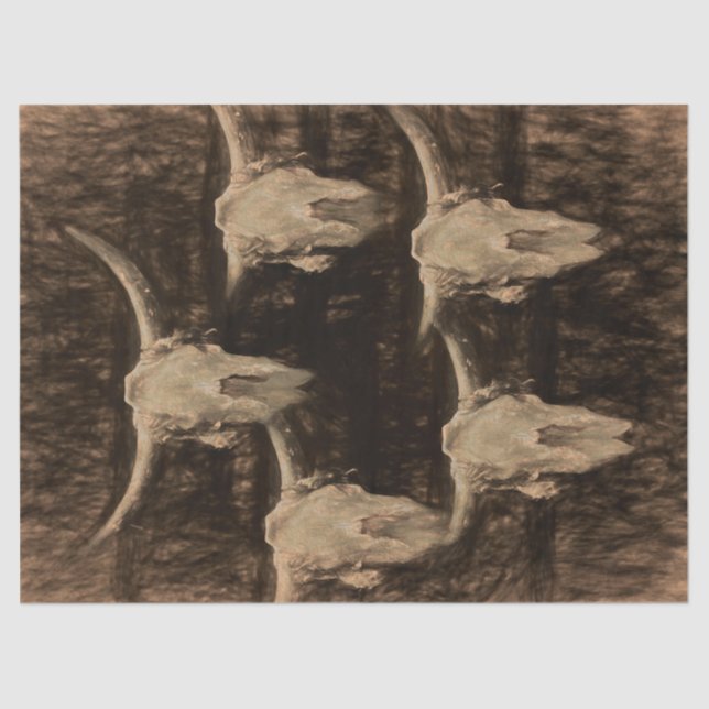 Bull Skull Western Country Brown Sepia Rustic Art Tissue Paper (Front)