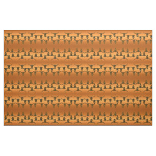 Bull Skulls Rustic Gold Brown Western Pattern Fabric