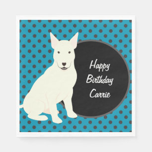 Bull Terrier and Polka Dots Personalised Napkin