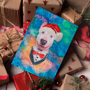 Bull Terrier Breed Dog Christmas Holiday Postcard
