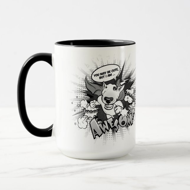 Bull Terrier Cartoon Coffee Mug "Awesome" (Left)