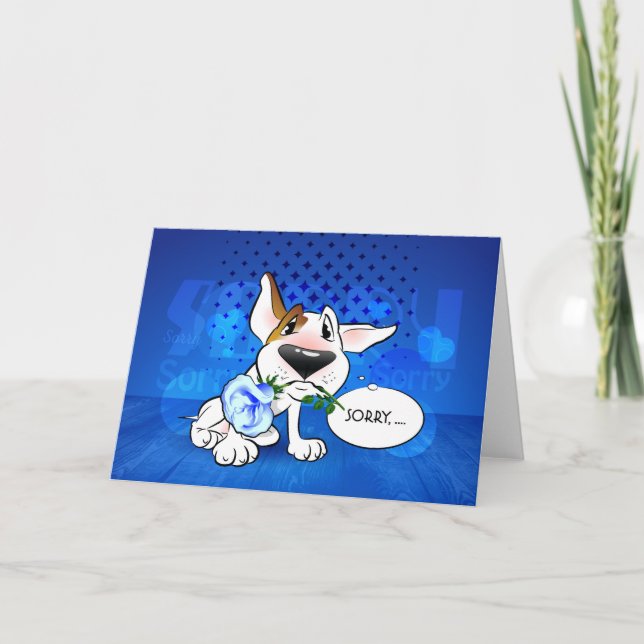 Bull Terrier Cartoon Greeting Card "Sorry" (Front)