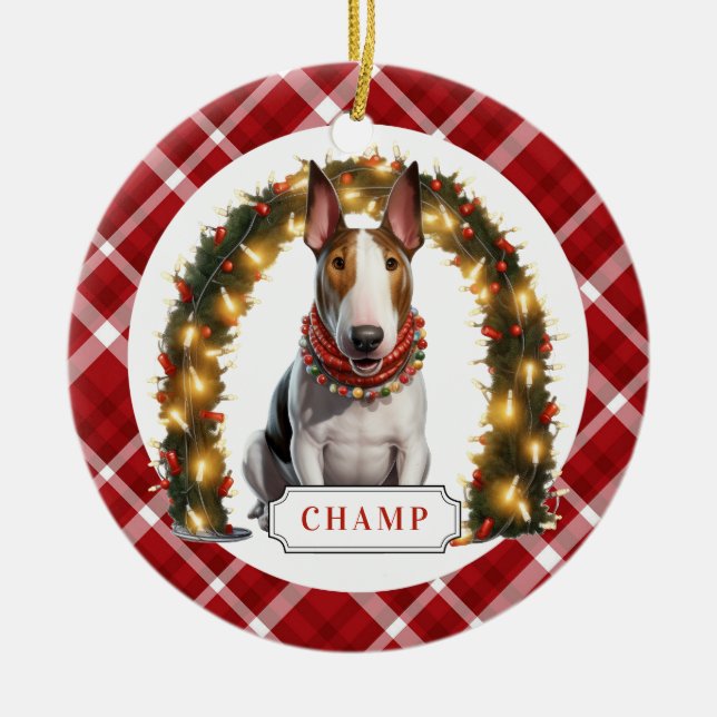 Bull Terrier Ceramic Circle Ornament (Front)