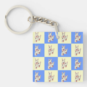 Bull Terrier Chequered Keychain