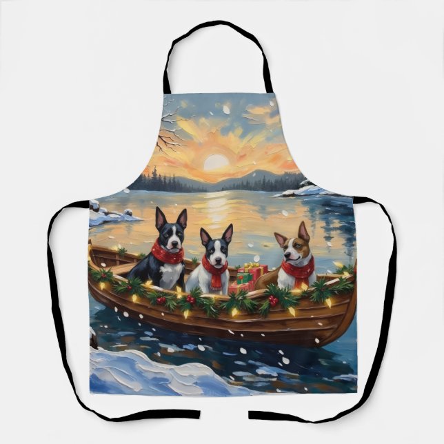Bull Terrier Christmas Boat Holiday Apron (Front)