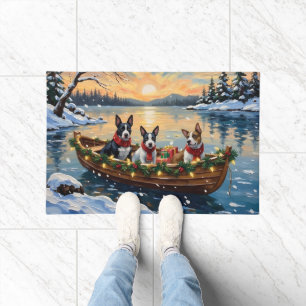 Bull Terrier Christmas Boat Holiday Doormat