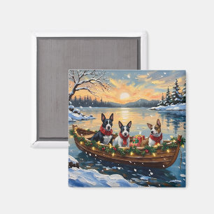 Bull Terrier Christmas Boat Holiday Magnet