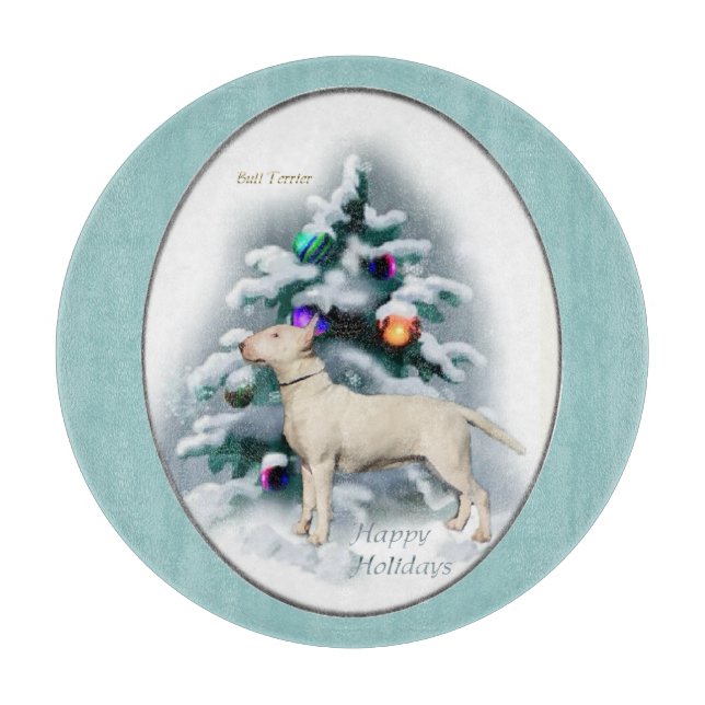 Bull Terrier Christmas Cutting Board (Front)