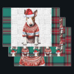 Bull Terrier Christmas Dog Red Green Plaid Wrapping Paper Sheet<br><div class="desc">An adorable Bull Terrier dog is ready for the holiday season with his Santa hat and holiday sweater. This cute Christmas dog is paired with a red and green holiday plaid on this set of gift wrap for the dog lover.</div>