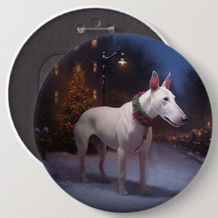 Bull Terrier Christmas Festive Season 6 Cm Round Badge
