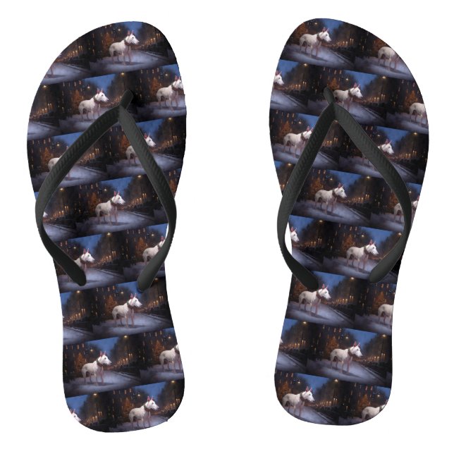 Bull Terrier Christmas Festive Season Jandals (Footbed)