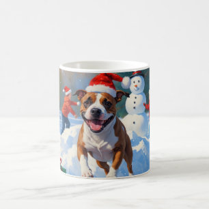 Bull Terrier Christmas Festive Snow Scene Coffee Mug