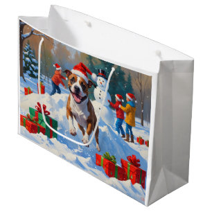 Bull Terrier Christmas Festive Snow Scene Large Gift Bag