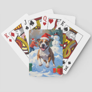 Bull Terrier Christmas Festive Snow Scene Playing Cards