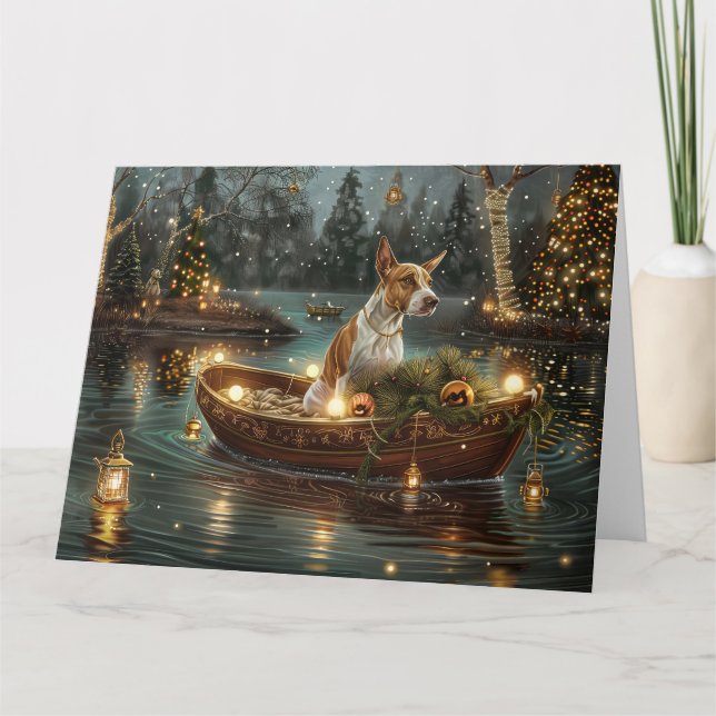 Bull Terrier Christmas Festive Voyage Card (Front)