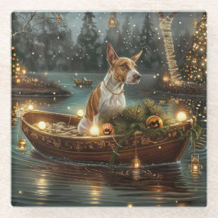 Bull Terrier Christmas Festive Voyage Glass Coaster