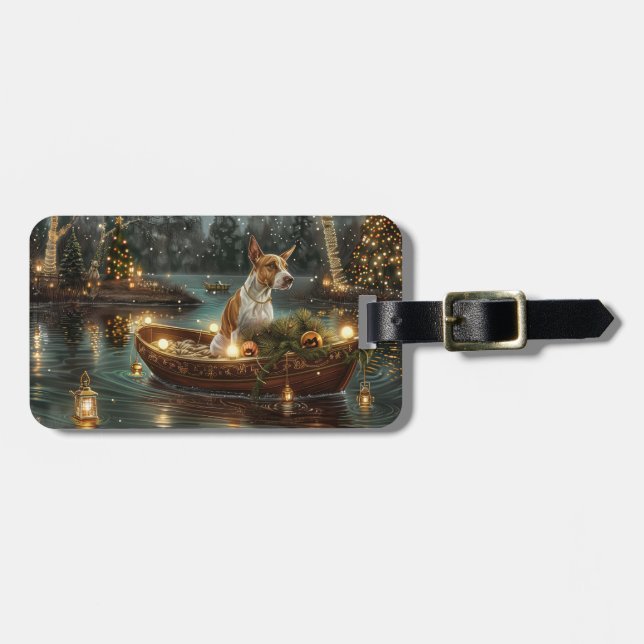 Bull Terrier Christmas Festive Voyage Luggage Tag (Front Horizontal)