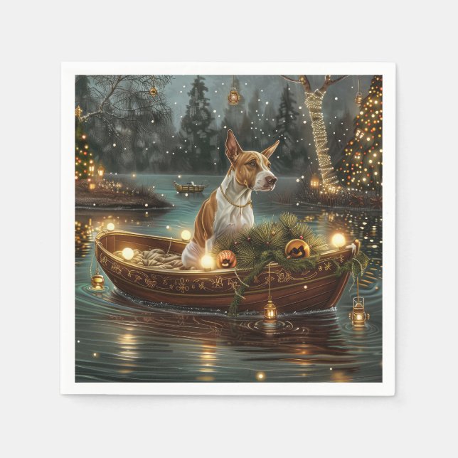 Bull Terrier Christmas Festive Voyage Napkin (Front)