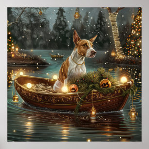 Bull Terrier Christmas Festive Voyage Poster