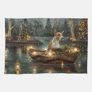 Bull Terrier Christmas Festive Voyage Tea Towel