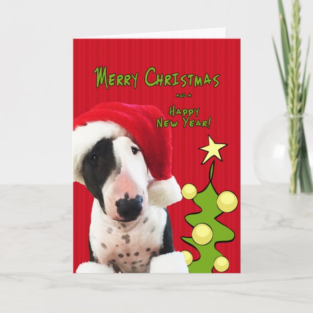 Bull Terrier Christmas Greeting Card (Front)