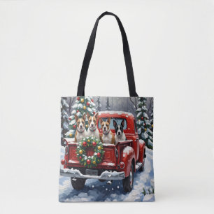 Bull Terrier Christmas Red Truck Holiday Tote Bag