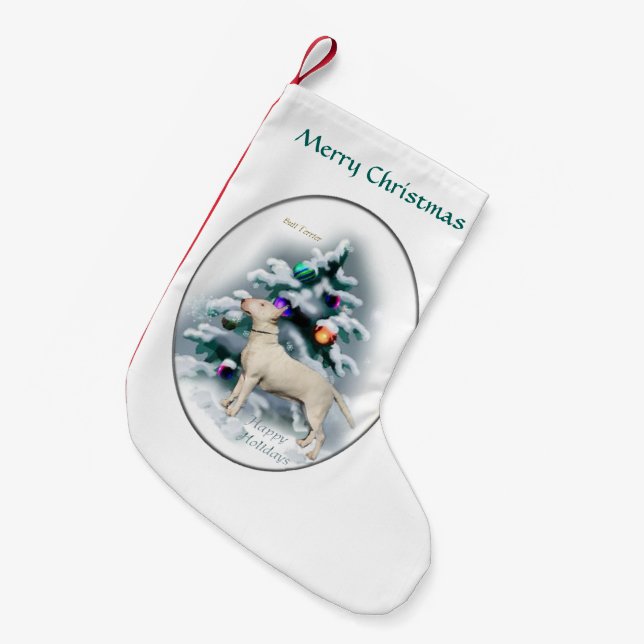 Bull Terrier Christmas Small Christmas Stocking (Front (Hanging))