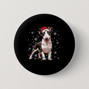 Bull Terrier Christmas Sweater Dog Xmas Lights Tre 6 Cm Round Badge