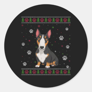 Bull Terrier Christmas Sweater Xmas Pet Animal Dog Classic Round Sticker