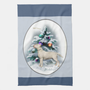 Bull Terrier Christmas Tea Towel