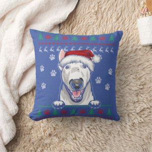 Bull Terrier Christmas Ugly Sweater Funny Dog Love Cushion