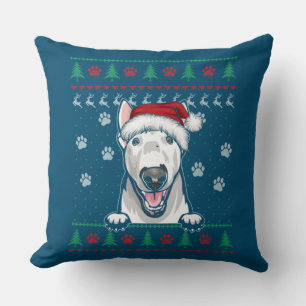 Bull Terrier Christmas Ugly Sweater Funny Dog Love Cushion