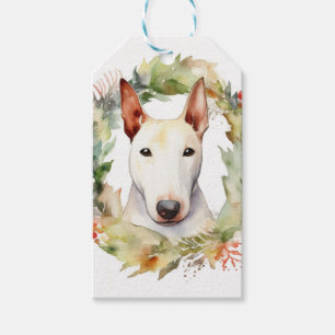 Bull Terrier Christmas Wreath Festive Pup Gift Tags