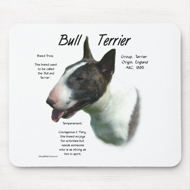Bull Terrier (coloured) History Design Mouse Pad (Front)